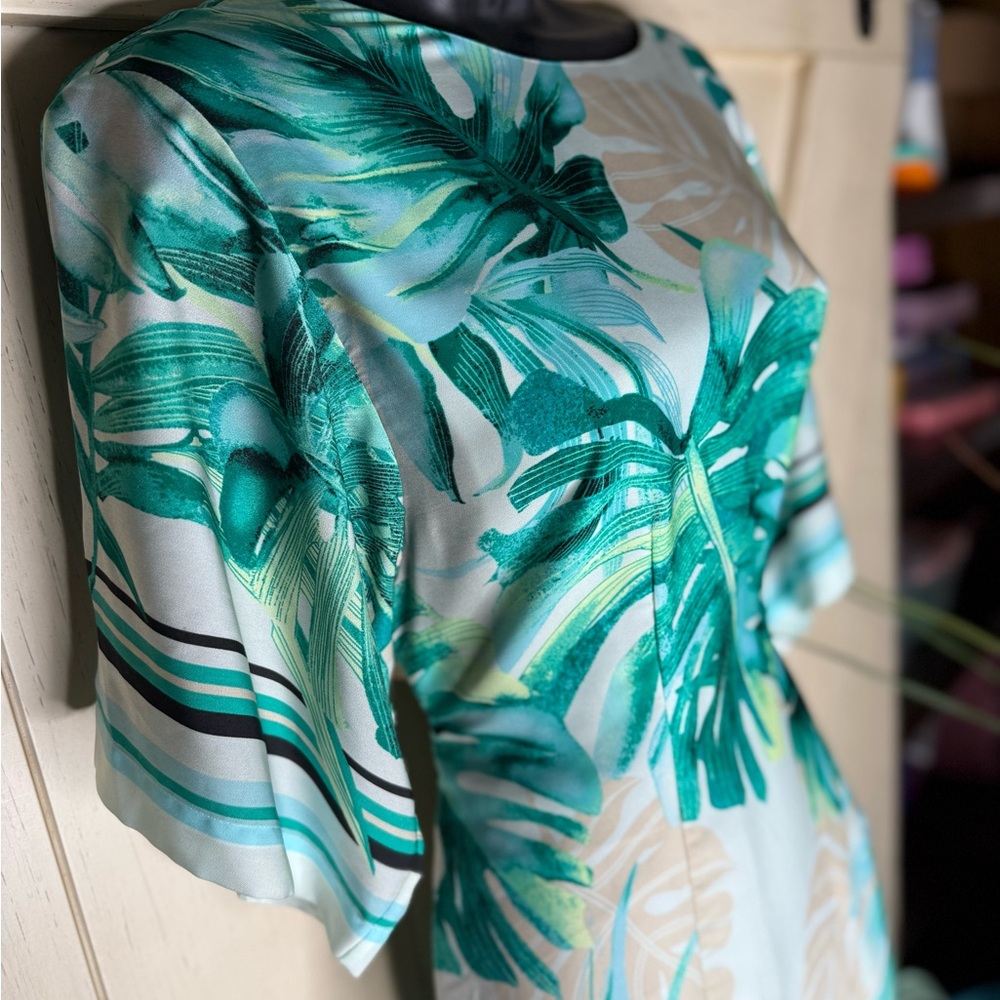 Chico's Green Leaf Print Midi Dress - Picture 5 of 6
